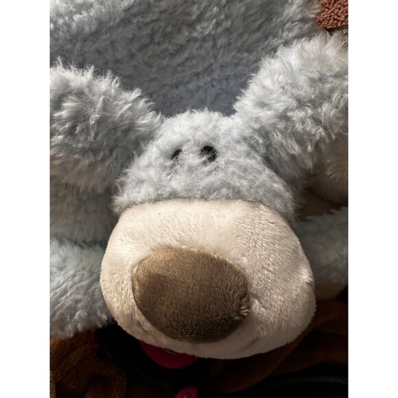 Demdaco Nat & Jules Baby Lovey Blanket Blue White Puppy Flat-a-Pat Rattle 15” - Picture 10 of 11